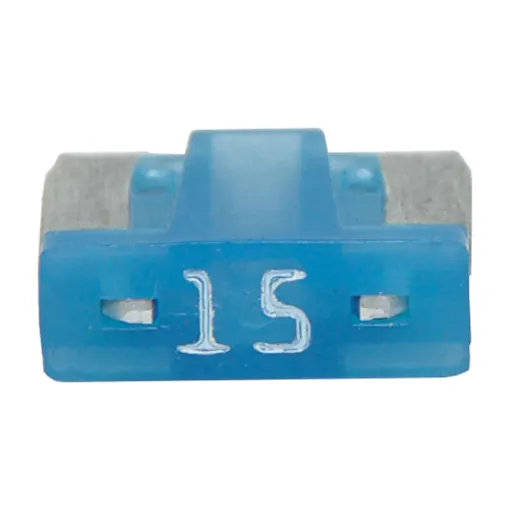Low profile mini blade fuses rated from 3A to 30A.