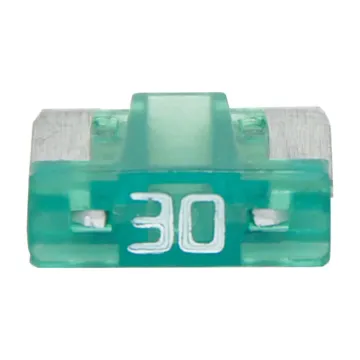 Low profile mini blade fuses rated from 3A to 30A.