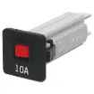 Snap-in fitting with coloured button.