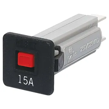 Snap-in fitting with coloured button.