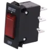 Combination illuminated switch  and circuit breaker all in one compact package.