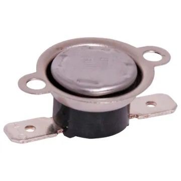 Self resetting. Breaks at 100C. 10 amps 250V AC. Mounting hole centres 23.5mm. Contact surface 16mm. Normally Open  Contact, Auto Reset.