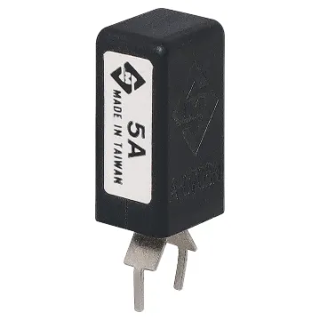 Current Trip Rating: 5 Amp
All specifications at 25&degC
Hold Current: 100% load indefinitely
Trip Current: Within 1 hr @ 175% load
 Within 1 minute @ 200% load
Max. Voltage:  120V AC or 12V DC
Dimensions:  20.6H x 10.5L x 8.7W mm