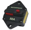 High current weatherproof circuit breakers with manual reset switch. M6 terminal bolts.