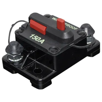 High current weatherproof circuit breakers with manual reset switch. M6 terminal bolts.