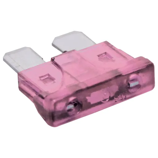 Pink 4A standard automotive blade fuse with 32V rating.  Suits most automotive blade fuse holders. 18.7 x 19.1mm overall in size. 5mm blades.