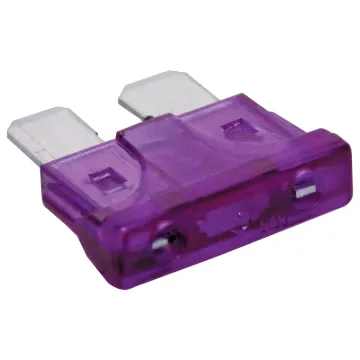 Purple 3A standard automotive blade fuse with 32V rating.  Suits most automotive blade fuse holders. 18.7 x 19.1mm overall in size. 5mm blades.