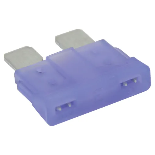 Purple 3A standard automotive blade fuse with 32V rating.  Suits most automotive blade fuse holders. 18.7 x 19.1mm overall in size. 5mm blades.