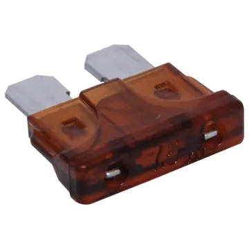 Brown 7.5A standard automotive blade fuse with 32V rating.  Suits most automotive blade fuse holders. 18.7 x 19.1mm overall in size. 5mm blades.
