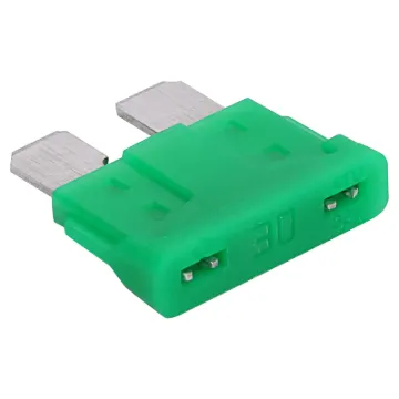 Green 30A standard automotive blade fuse with 32V rating.  Suits most automotive blade fuse holders. 18.7 x 19.1mm overall in size. 5mm blades.
