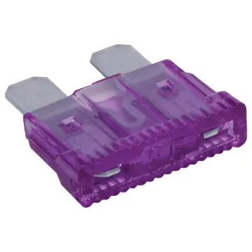 Purple 35A standard automotive blade fuse with 32V rating.  Suits most automotive blade fuse holders. 18.7 x 19.1mm overall in size. 5mm blades.