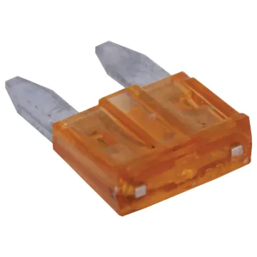 Orange. 5A.
Mini blade fuses as used in many modern automobiles.
Available in ratings from 3A to 30A.