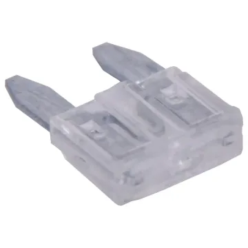 Clear. 25A.
Mini blade fuses as used in many modern automobiles.
Available in ratings from 3A to 30A.