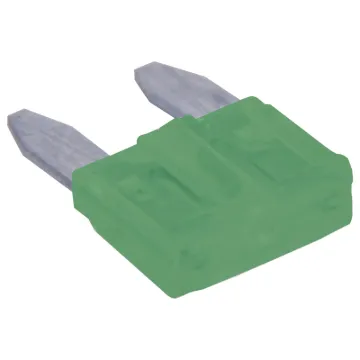 Green. 30A.
Mini blade fuses as used in many modern automobiles.
Available in ratings from 3A to 30A.