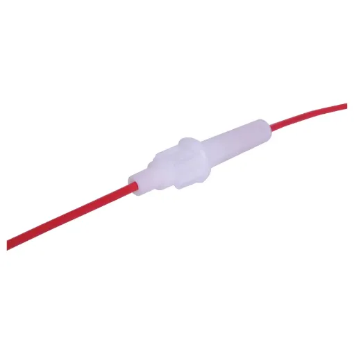 In line type with leads (approx 140mm each). 3 amps at 12V DC.