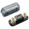 This high current fuse block uses ANL type fuses. Suits 4-2G cable. 300A max. Gold plated connections. Size: 124 x 38.5 x 37 mm. Fuse not included.