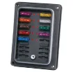 This panel mount automotive blade fuse block uses standard automotive type blade fuses (18.7 x 19.1mm in size with 5mm blades).  Fitted with weatherproof cover & LED indicator for each circuit.  Base is fitted with 6.4mm spade terminals & rubber gasket to prevent water ingress. Max 25A @ 32VDC per circuit.
