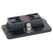 This panel / chassis mount fuse holder uses standard automotive blade fuses (18.7 x 19.1mm in size with 5mm blades). 150A screw terminal input and 6.3mm spade outputs (25A per circuit max). 32V DC max. Not suitable for use with S 5540 series resettable breakers. 

Size: 47W x 86L x 36Hmm