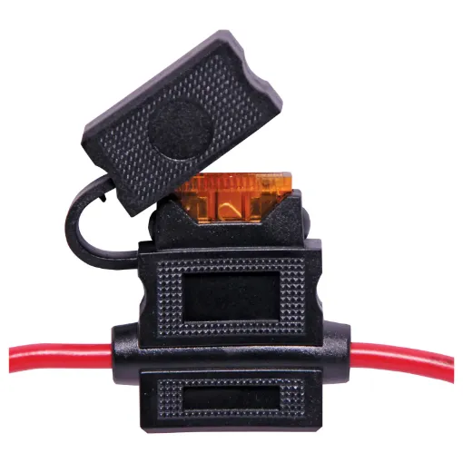 Suits standard size automotive blade fuses.

Cable Spec
Diameter: 2.9mm
Size: 12AWG
Temp rating: 105deg
Max voltage: 600V