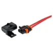An inline fuse holder to suit standard blade fuses. Mounting tab makes it easy to mount to any surface.