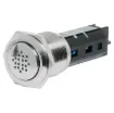 SPL output: 80dB @ 30cm
Voltage (DC): 12V
Operating temp.: -20 to 55&degC
Sealing: IP50
Connection: Screw terminals
Mounting hole: 19mm &Oslash
Panel thickness: 1-10mm