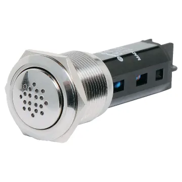 SPL output: 80dB @ 30cm
Voltage (DC): 12V
Operating temp.: -20 to 55&degC
Sealing: IP50
Connection: Screw terminals
Mounting hole: 19mm &Oslash
Panel thickness: 1-10mm