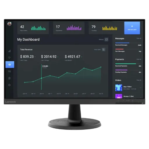 Power through work, games and more with the Lenovo C24-40 Monitor. The 23.8-inch 3-side NearEdgeless VA panel readily engages you with rich onscreen content and its wide 178°/178° viewing angle lets you experience consistent imagery from any perspective.
