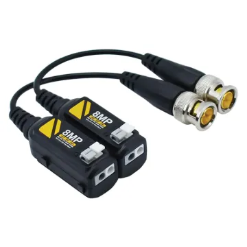 Allows the transmission of a signal from a camera for up to 400m over standard Cat 5e UTP cable. No power required. Video transmission suitable for use with cameras up to 8MP resolution. Sold in a pair.