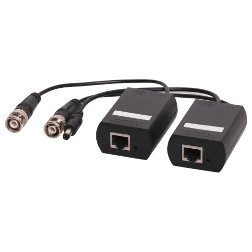 Transmits power and video signals down a single run of Cat5e cable (up to 300m long). The receiver module incorporates power conversion circuitry which converts the 24V AC/DC into regulated 12V DC suitable for cameras.