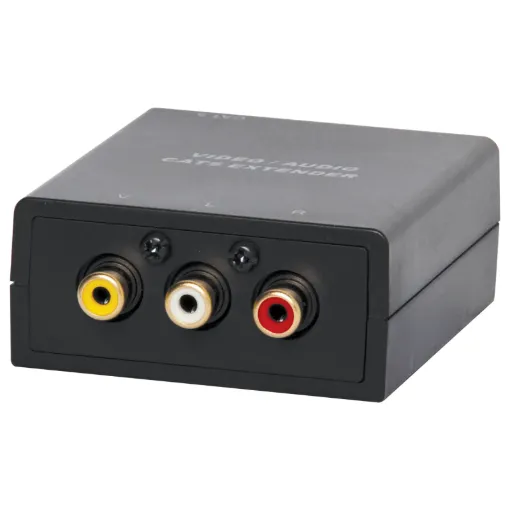Allows the transmission of a signal from a camera for up to 600m (B+W) or 300m (colour) over standard cat 5 UTP cable. Two units are required to form a link. No power required. Supplied with a single BNC connector for video (RCA - BNC adaptor included) and RCAs for audio. Sold individually.