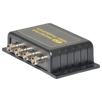 This 4 way video sender transmits video signals over long distances. It replaces the  need to use expensive coaxial cable by using one Cat 5 UTP cable instead of 4 individual coaxial cables. It can transmit four channels of video up to 600m (B+W) or 300m