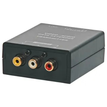 Transmit clear composite video, stereo audio and infra-red up to 300m over economical Cat 5e/6 cable. Ideal way to send video and audio to a remote location. The infra-red signal also allows you to control your equipment remotely.