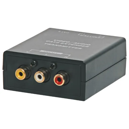 Transmit clear composite video, stereo audio and infra-red up to 300m over economical Cat 5e/6 cable. Ideal way to send video and audio to a remote location. The infra-red signal also allows you to control your equipment remotely.