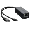Allows you to power Single Board Computer such as the Raspberry Pi via PoE. Micro USB 5V output. Eliminates the need for a local power supply. 12V, 15.4W max.