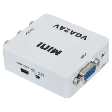 Downscales a VGA signal to a composite video signal for connecting the VGA output of a DVR to a standard monitor input.  Supports resolutions up to 1920 x 1024 @ 60Hz.  No software required. NTSC or PAL switchable.  USB powered.