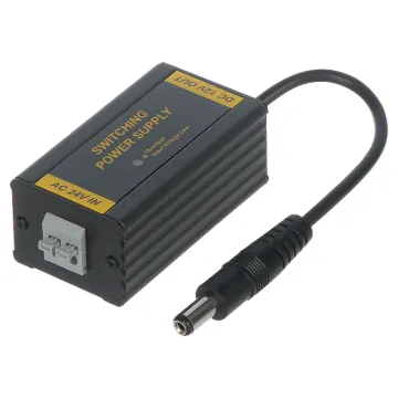 This adaptor will convert 17-28V AC or 18-32V DC to a regulated 12V DC 2A output suitable for security cameras.