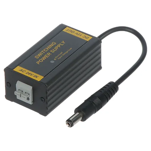 This adaptor will convert 17-28V AC or 18-32V DC to a regulated 12V DC 2A output suitable for security cameras.