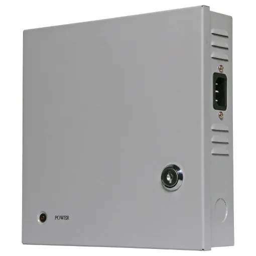 Designed for powering up to a maximum of nine 12V DC CCTV cameras. Each output is individually fused and can be set on or off via internal jumpers. There is a host of protection on each output to prevent spikes and surges damaging the connected cameras. S