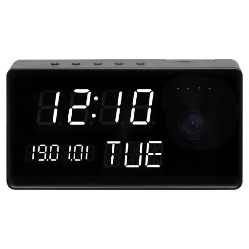 Looks like an alarm clock, but has an in-built 1080p camera capable of streaming directly to your iOS/Android phone via the Tuya SmartLife app.
