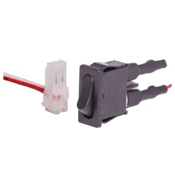 Same as the S3202 panel mount rocker switch but supplied with a 170mm fly lead and 2-pin header plug fitted dor quick and easy installation into a project.