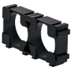 Double 18650 lithium battery holder in a rectangular configuration. Ideal for installation in high power, portable devices. Interlocking design allows for 8 way, 10 way and even larger packs to be configured. 1 piece required for each end of battery pack.