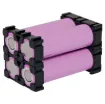 Double 18650 lithium battery holder in a rectangular configuration. Ideal for installation in high power, portable devices. Interlocking design allows for 8 way, 10 way and even larger packs to be configured. 1 piece required for each end of battery pack.