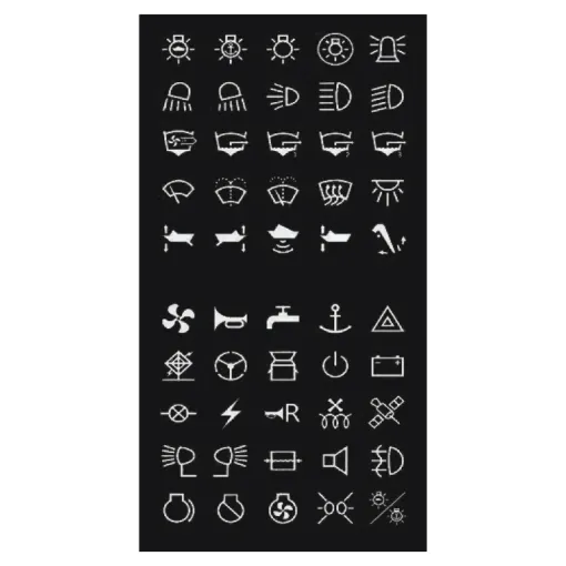 Marine labels to suit S1026-9 rocker switches.