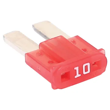 Red 10A standard automotive micro2 blade fuse.