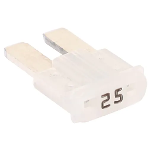 Clear 25A standard automotive micro2 blade fuse.