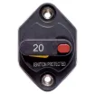 This 20A high current panel mount circuit breaker is ideal for use in 12V or 24V DC power systems. It's compact profile design takes up minimal space on your switch panel and can be easily reset using the lever switch.  It features a IP66 weatherproof casing with M6 terminal bolts.
