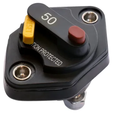 This 50A high current panel mount circuit breaker is ideal for use in 12V or 24V DC power systems. It's compact profile design takes up minimal space on your switch panel and can be easily reset using the lever switch.  It features a IP66 weatherproof casing with M6 terminal bolts.