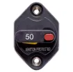 This 50A high current panel mount circuit breaker is ideal for use in 12V or 24V DC power systems. It's compact profile design takes up minimal space on your switch panel and can be easily reset using the lever switch.  It features a IP66 weatherproof casing with M6 terminal bolts.