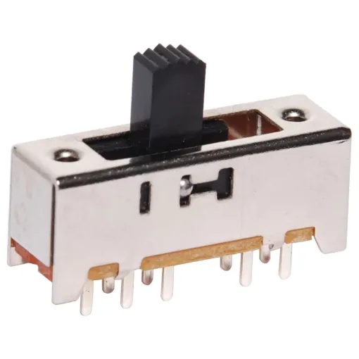 Contact rating: 300mA @ 50V d.c.
Contact resistance: <30m Ohm
Mounting hole centres: 23mm
Actuator: plastic