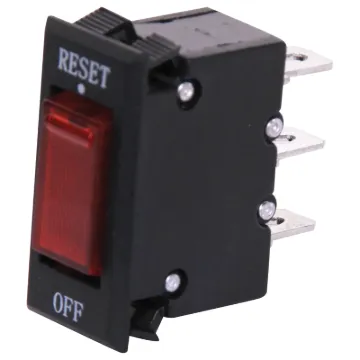 15A switch circuit breaker with spade lug connection. 15A 250V rated with 250V red neon.